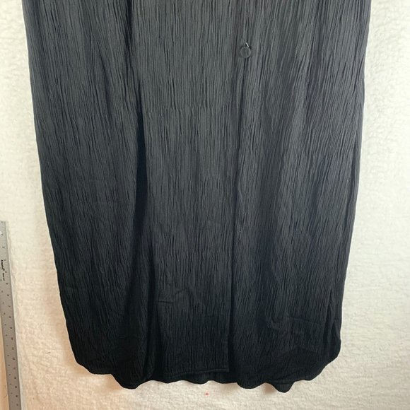 MM. LaFleur A-Line Dress Women's 14 Black Stretch Pleated Asymmetric Button 8173 - Picture 6 of 10